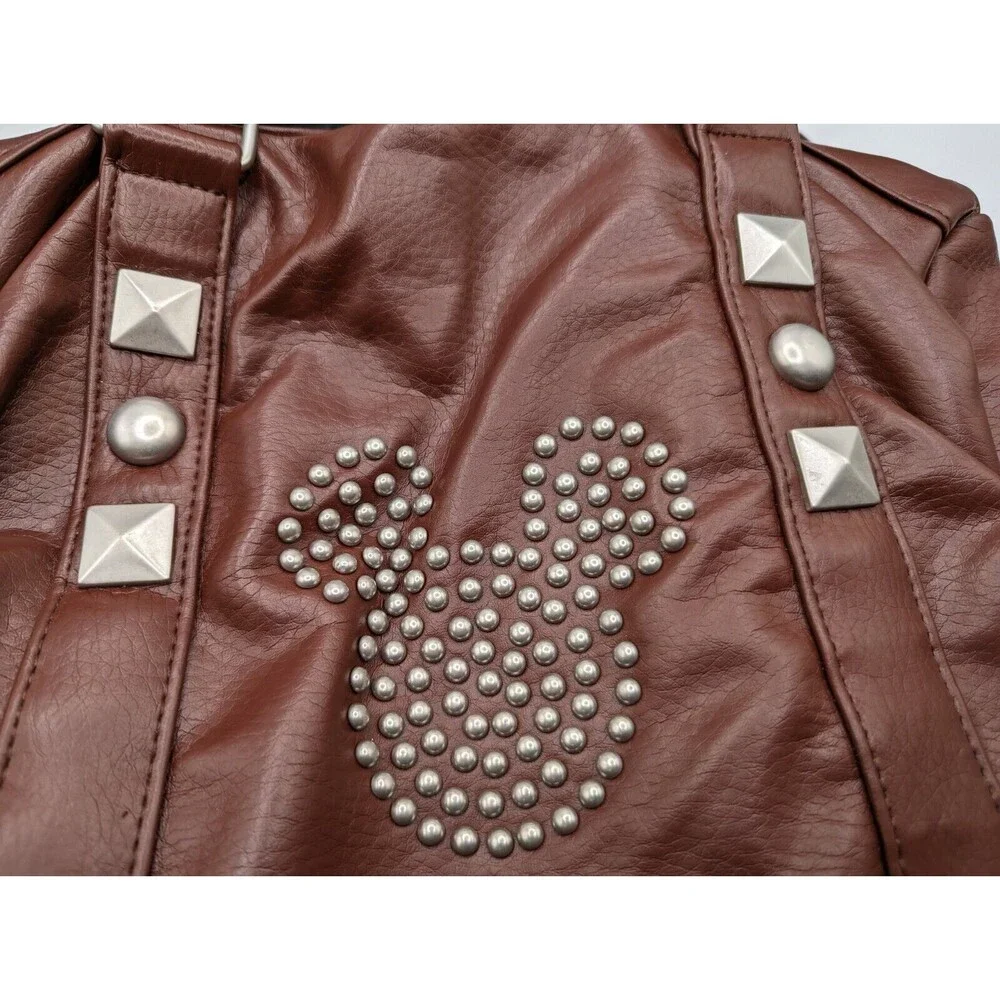 Disneyland Studded Mickey Hobo Purse Handbag Brown Faux Leather